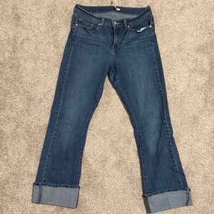 Dark Wash Women’s Boyfriend Jeans - Cuffed Hem